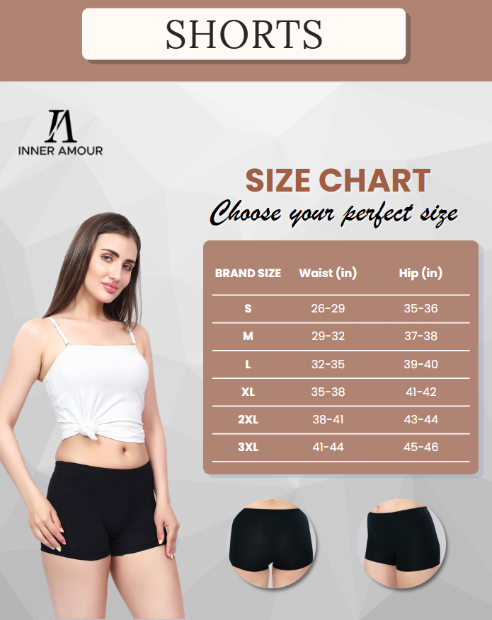 Inner Amour Above Knee-Length Cycling Shorts – Soft, Stylish & Anti-Chafing Comfort