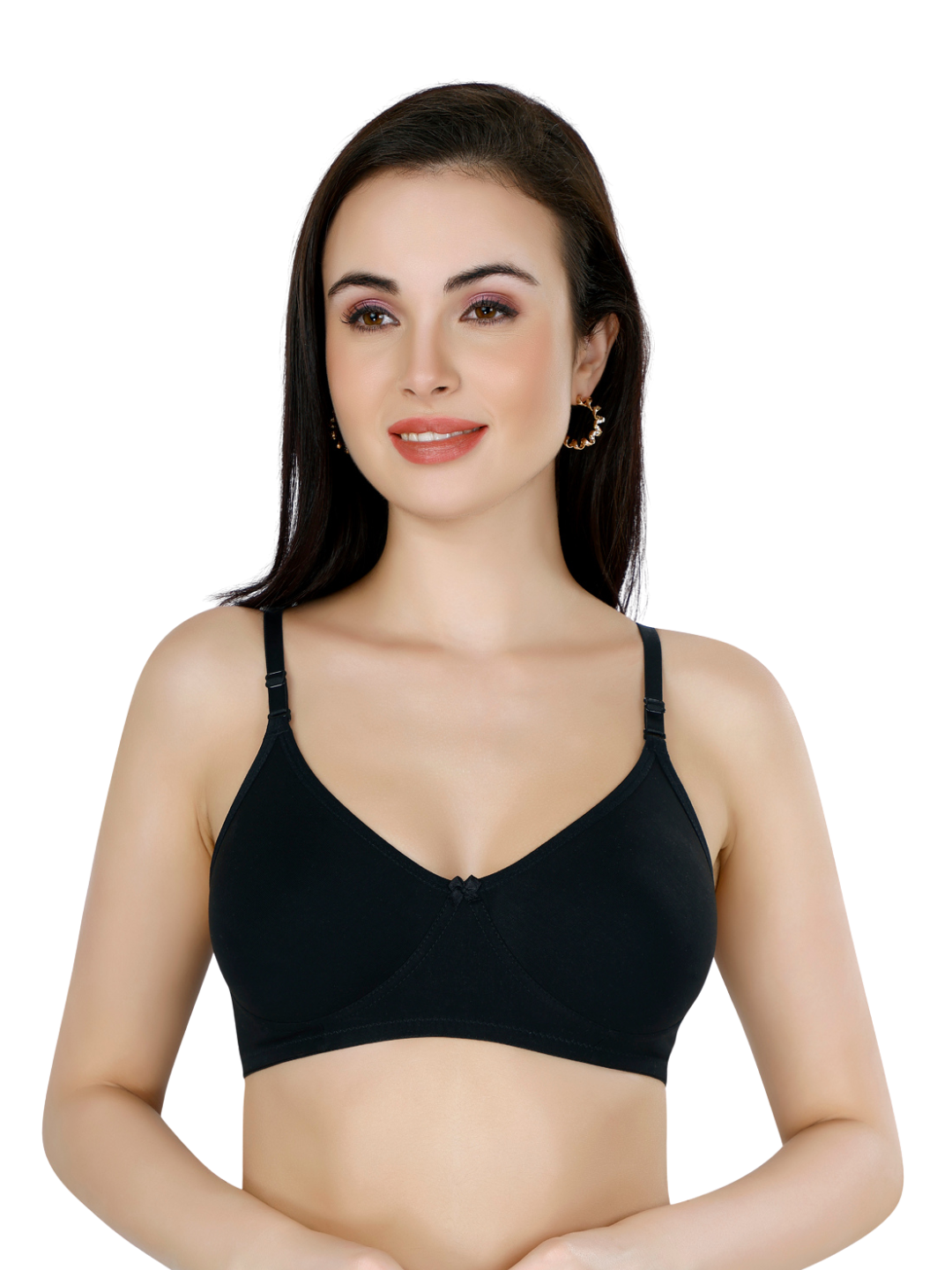 Black Women’s Everyday Cotton Bra – Non-Padded, Wire-Free, Breathable & Comfortable Fit