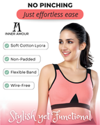 Black & Carrot Cotton Sleep-On Bra For Women  | Non-Padded, Wire-Free, Stretch Fit | Home, Sleep & Casual Wear