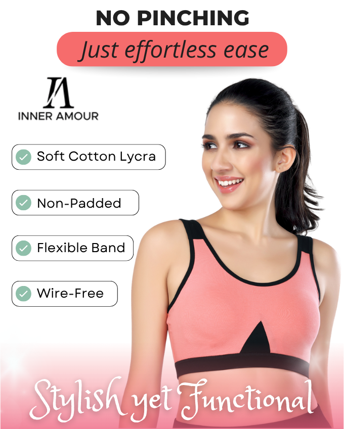 Black & Carrot Cotton Sleep-On Bra For Women  | Non-Padded, Wire-Free, Stretch Fit | Home, Sleep & Casual Wear