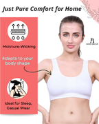 White Cotton Sleep-On Bra For Women  | Non-Padded, Wire-Free, Stretch Fit | Home, Sleep & Casual Wear