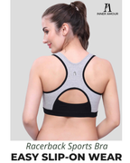 Black & Grey Sports Bra for Women | Non-Padded, Moisture-Wicking, Full Coverage Activewear Bra