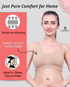 Beige Cotton Sleep-On Bra For Women  | Non-Padded, Wire-Free, Stretch Fit | Home, Sleep & Casual Wear
