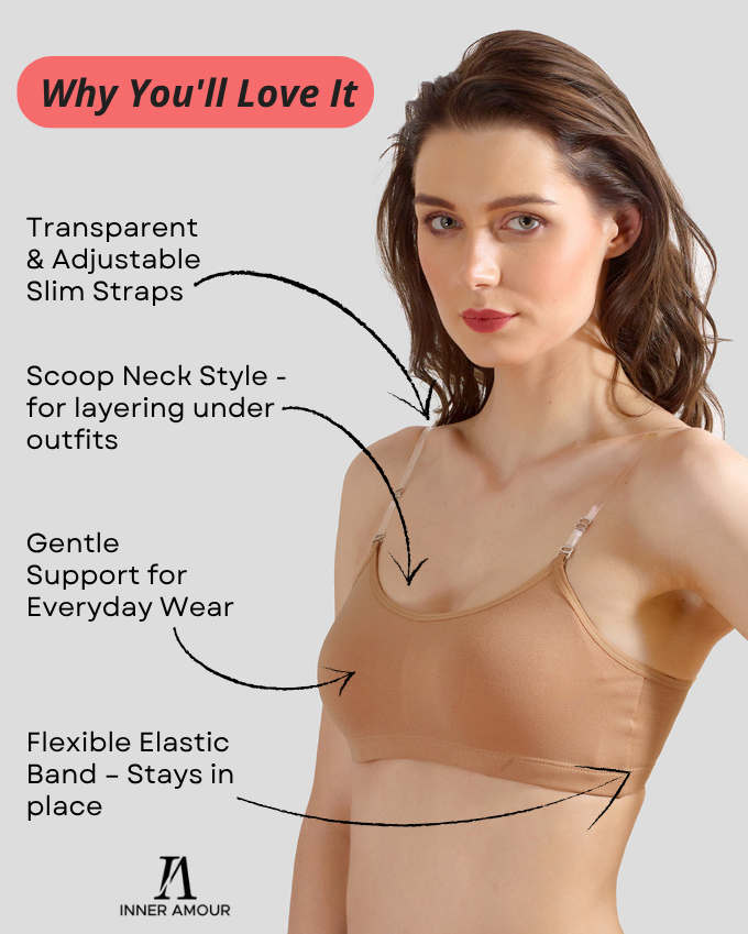 Beige Slip-On Daily Wear Bra for Women – Full Coverage, Non-Padded, Everyday Comfort