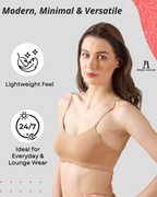 Beige Slip-On Daily Wear Bra for Women – Full Coverage, Non-Padded, Everyday Comfort