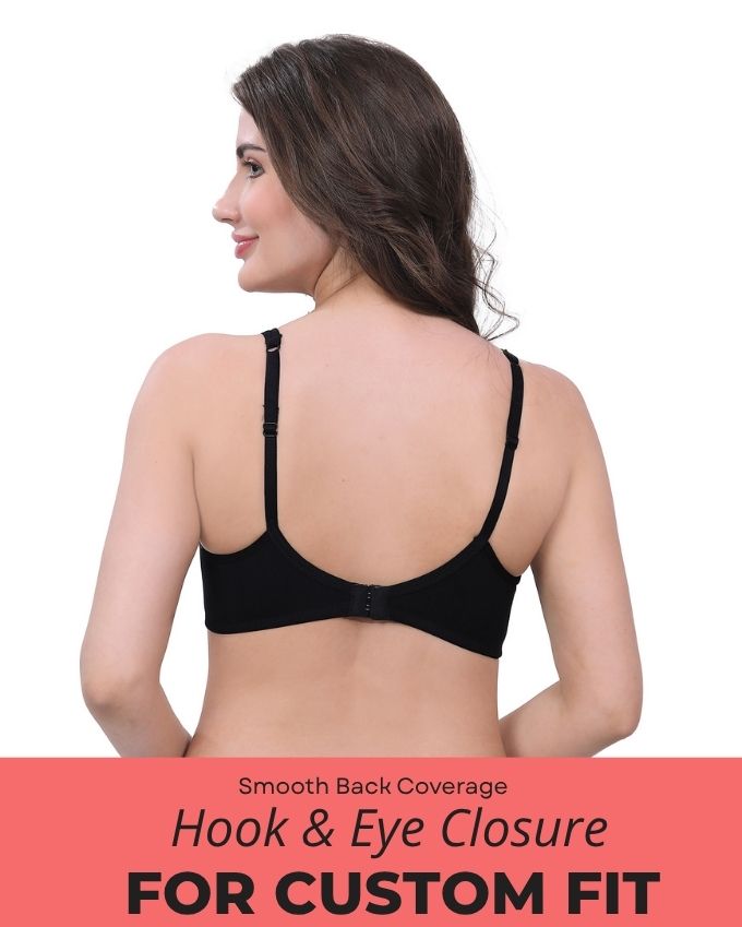 Black, Pink, Red Cotton Bra for Women | Non-Padded, Wireless, Full Coverage Daily Wear Bra (Pack of 3)