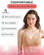 Beige Slip-On Daily Wear Bra for Women – Full Coverage, Non-Padded, Everyday Comfort