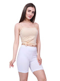 White Cotton Women’s Mid Rise Skinny Fit Shorts for Gym & Workout (Pack of 2)