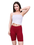 Maroon Cotton Women’s Mid Rise Skinny Fit Shorts for Gym & Workout (Pack of 2)
