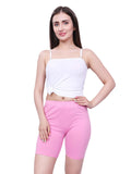 Pink Cotton Women’s Mid Rise Skinny Fit Shorts for Gym & Workout (Pack of 2)