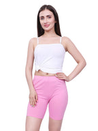 Pink Cotton Women’s Mid Rise Skinny Fit Shorts for Gym & Workout (Pack of 2)