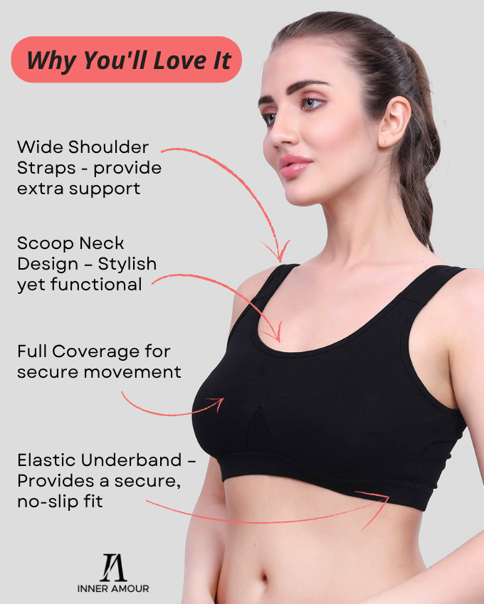 Black Cotton Sleep-On Bra For Women  | Non-Padded, Wire-Free, Stretch Fit | Home, Sleep & Casual Wear