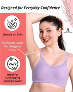 Lavender Women Minimizer Bra – Full Coverage Cotton Bra, Wire-Free & Non-Padded Everyday Support