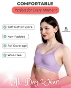 Lavender Women Minimizer Bra – Full Coverage Cotton Bra, Wire-Free & Non-Padded Everyday Support
