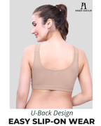 Beige Cotton Sleep-On Bra For Women  | Non-Padded, Wire-Free, Stretch Fit | Home, Sleep & Casual Wear