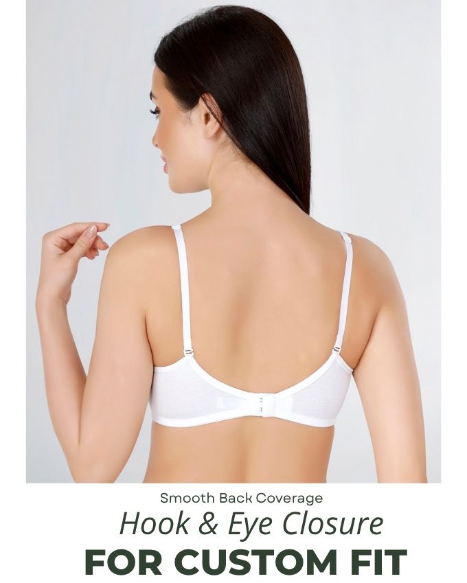White Women’s Everyday Cotton Bra – Non-Padded, Wire-Free, Breathable & Comfortable Fit
