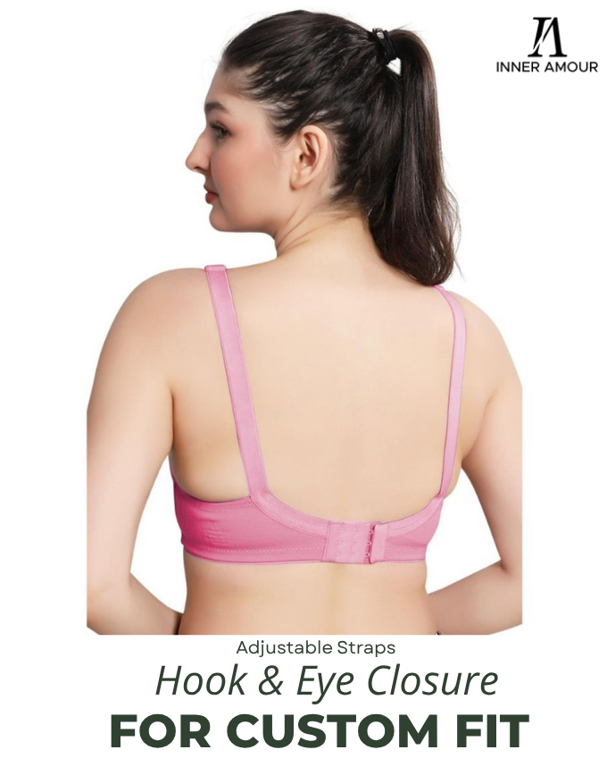 Pink Women Minimizer Bra – Full Coverage Cotton Bra, Wire-Free & Non-Padded Everyday Support