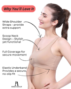Beige Cotton Sleep-On Bra For Women  | Non-Padded, Wire-Free, Stretch Fit | Home, Sleep & Casual Wear