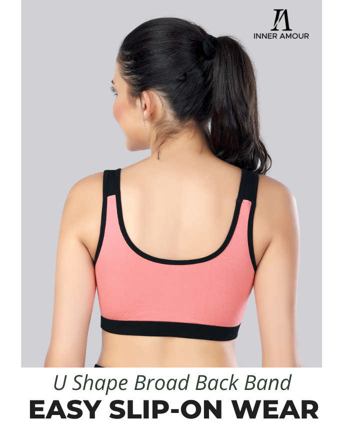 Black & Carrot Cotton Sleep-On Bra For Women  | Non-Padded, Wire-Free, Stretch Fit | Home, Sleep & Casual Wear