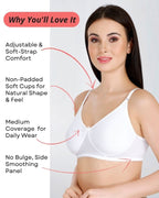 White Women’s Everyday Cotton Bra – Non-Padded, Wire-Free, Breathable & Comfortable Fit