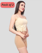 Women’s Mid Rise Skinny Fit Shorts Panty –  Modal Beige Shorts (Pack 0f 2)