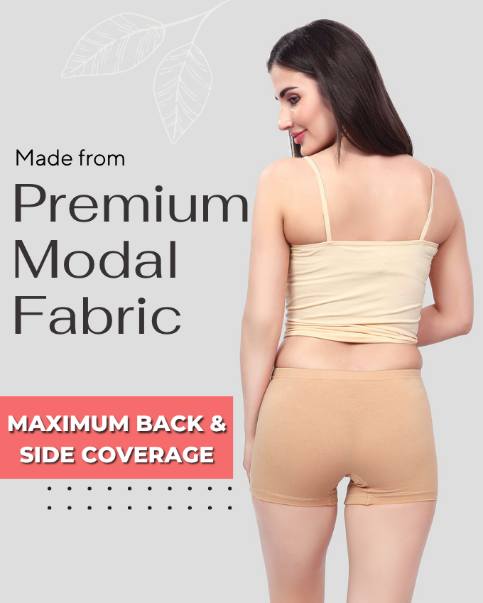 Women’s Mid Rise Skinny Fit Shorts Panty –  Modal Beige Shorts (Pack 0f 2)