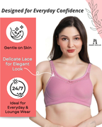 Pink Women Minimizer Bra – Full Coverage Cotton Bra, Wire-Free & Non-Padded Everyday Support