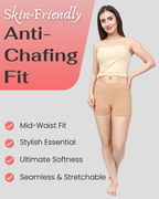 Women’s Mid Rise Skinny Fit Shorts Panty –  Modal Beige Shorts (Pack 0f 2)