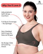 Olive Green Women Minimizer Bra – Full Coverage Cotton Bra, Wire-Free & Non-Padded Everyday Support