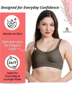 Olive Green Women Minimizer Bra – Full Coverage Cotton Bra, Wire-Free & Non-Padded Everyday Support
