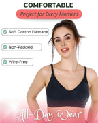 White & Navy Blue Women Everyday Cotton Bra – Non-Padded, Wire-Free, Breathable & Comfortable Fit (Pack of 2)
