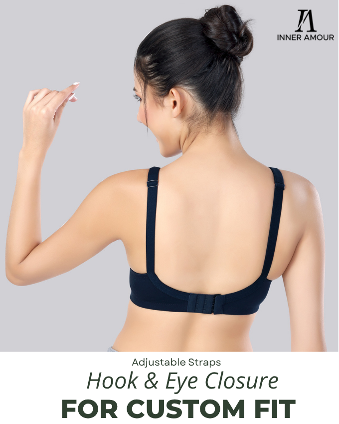 Navy Blue Women Minimizer Bra – Full Coverage Cotton Bra, Wire-Free & Non-Padded Everyday Support