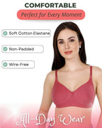 Maroon Women’s Everyday Cotton Bra – Non-Padded, Wire-Free, Breathable & Comfortable Fit