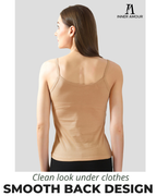 Beige Cotton Camisole Top for Women - Soft Stretch Fit with Fixed Straps & Scoop Neck