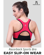 Black & Pink Sports Bra for Women | Non-Padded, Moisture-Wicking, Full Coverage Activewear Bra
