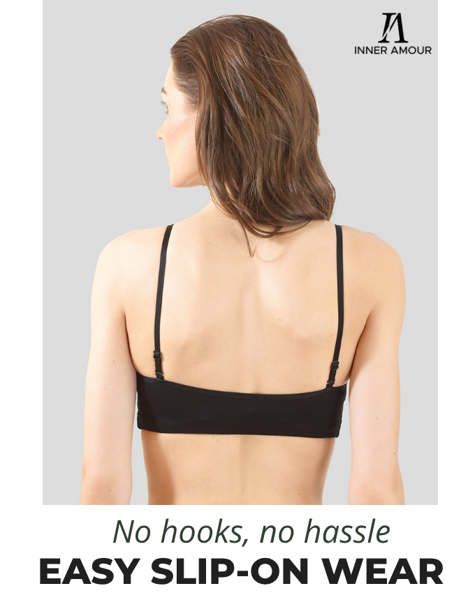 Black Slip-On Daily Wear Bra for Women – Full Coverage, Non-Padded, Everyday Comfort