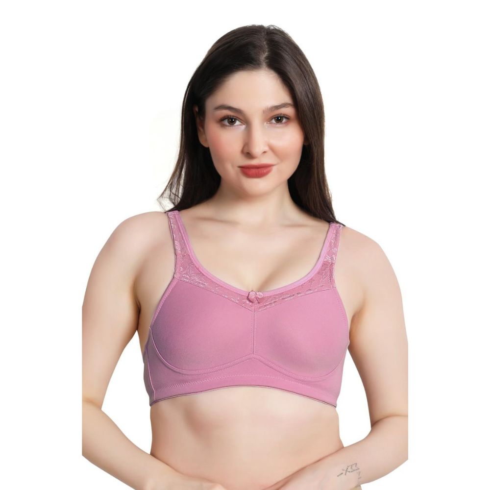 Lavender, Pink, Navy Blue Women Minimizer Bra – Full Coverage Cotton Bra, Wire-Free & Non-Padded Everyday Support (Pack of 3)