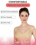 Beige Women’s Everyday Cotton Bra – Non-Padded, Wire-Free, Breathable & Comfortable Fit