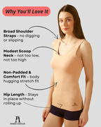 Pink & Beige Cotton Sleeveless Camisole Tank Top For Women with Broad Straps & Hip Length Fit (Pack of 2)