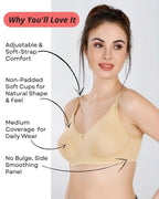 Beige, Navy Blue, Maroon Everyday Cotton Bra For Women – Non-Padded, Wire-Free, Breathable & Comfortable Fit (Pack of 3)
