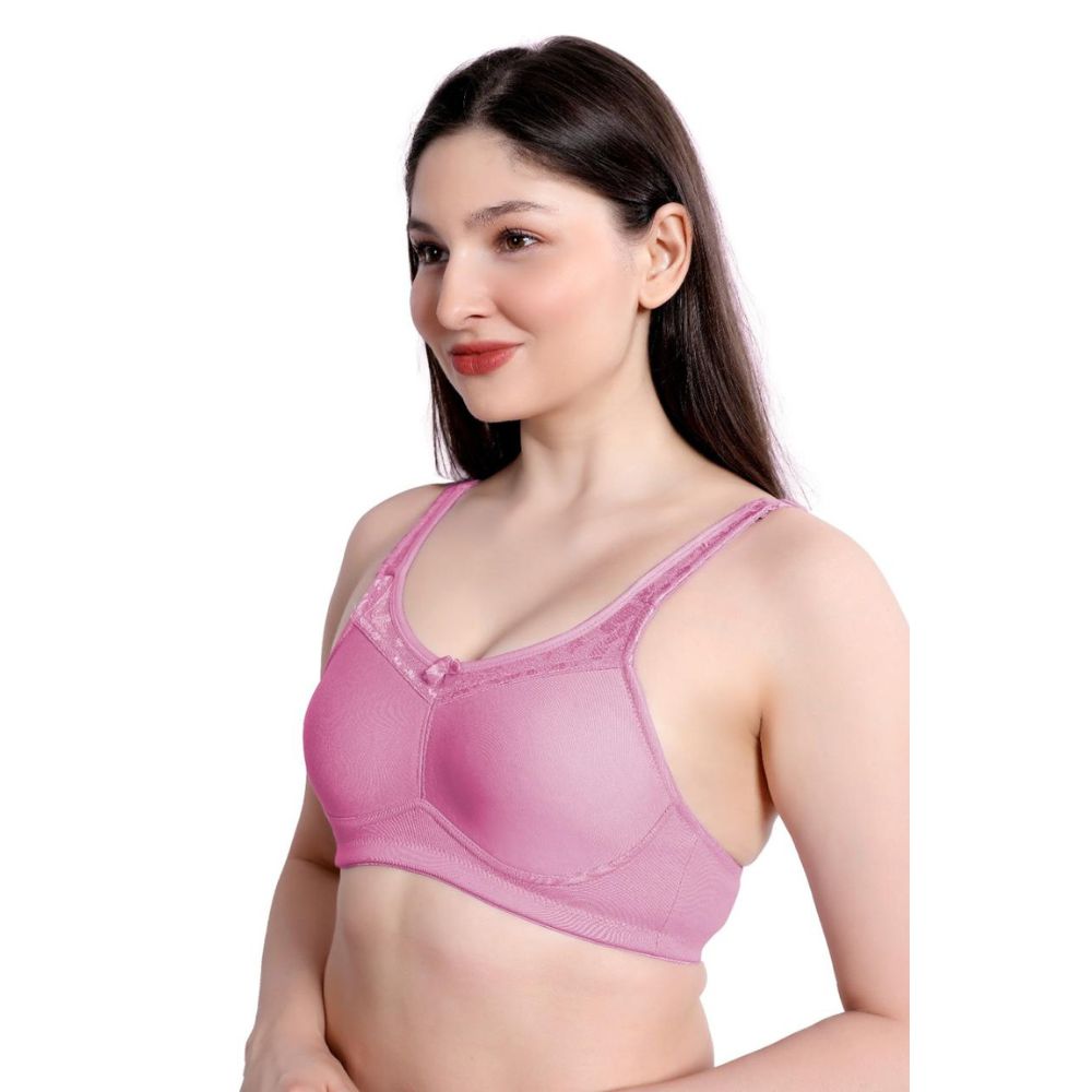 Pink Women Minimizer Bra – Full Coverage Cotton Bra, Wire-Free & Non-Padded Everyday Support