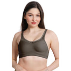 Olive Green Women Minimizer Bra – Full Coverage Cotton Bra, Wire-Free & Non-Padded Everyday Support