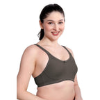 Olive Green Women Minimizer Bra – Full Coverage Cotton Bra, Wire-Free & Non-Padded Everyday Support
