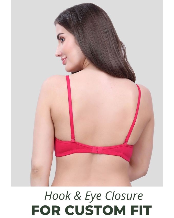 Beige, Blue, Pink Lightly Padded Bra for Women - Wireless Cotton Bra for Daily Wear (Pack of 3)
