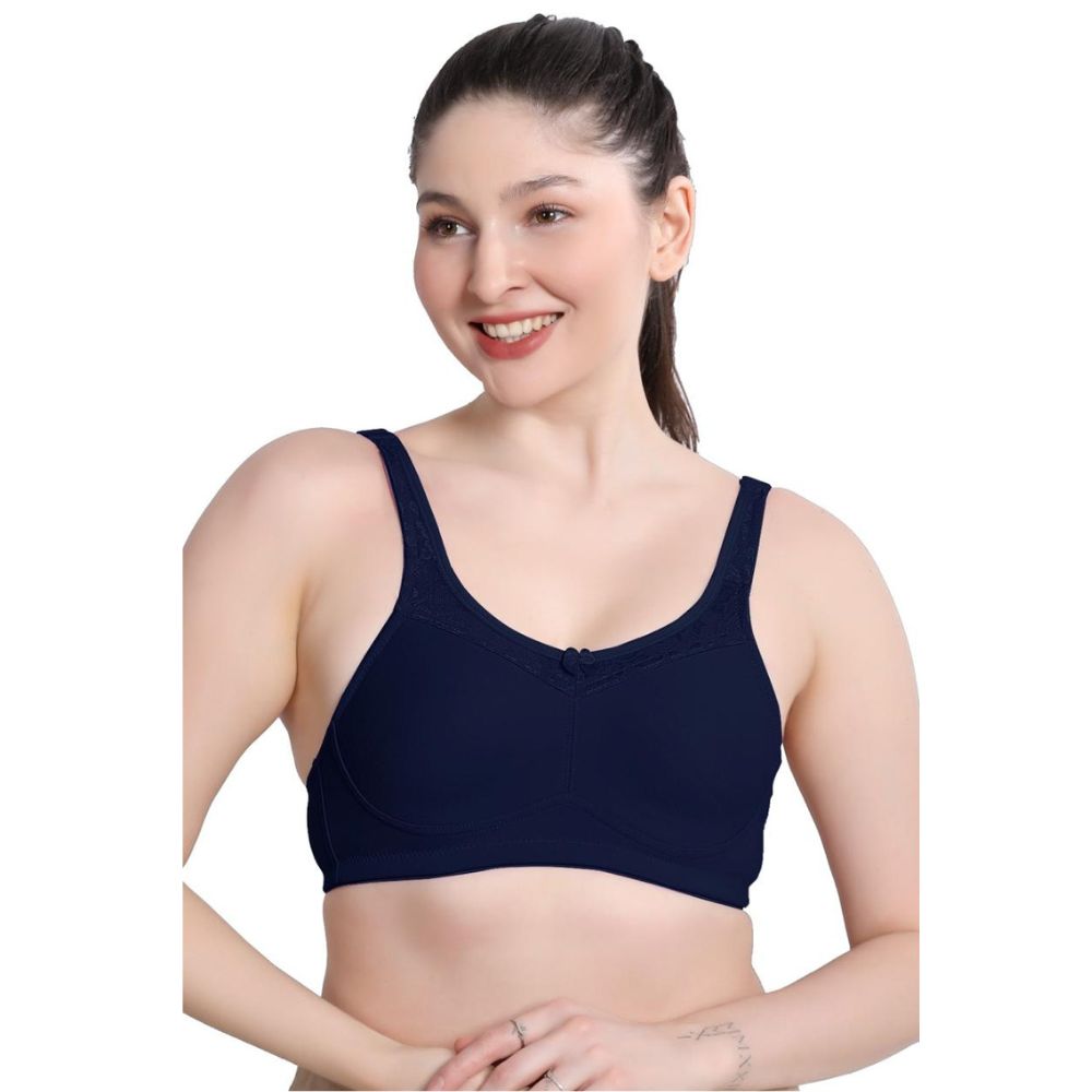 Lavender, Pink, Navy Blue Women Minimizer Bra – Full Coverage Cotton Bra, Wire-Free & Non-Padded Everyday Support (Pack of 3)