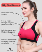 Black & Pink Sports Bra for Women | Non-Padded, Moisture-Wicking, Full Coverage Activewear Bra