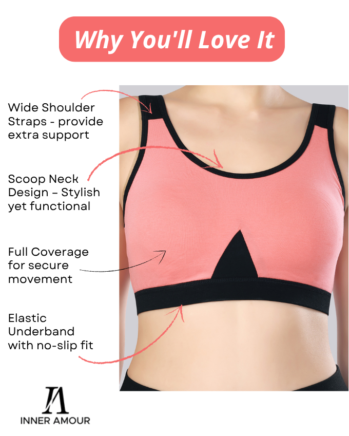 Black & Carrot Cotton Sleep-On Bra For Women  | Non-Padded, Wire-Free, Stretch Fit | Home, Sleep & Casual Wear