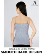 Grey Camisole for Women | Soft Cotton Stretch with Transparent Adjustable Straps