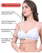 White & Beige Lightly Padded Bra for Women - Lightly Padded, Wireless Cotton Bra for Daily Wear (Pack of 2)