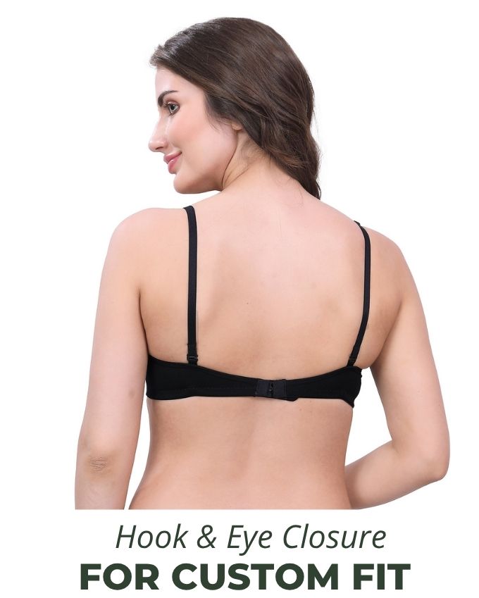 Black & Blue Lightly Padded Bra for Women - Wireless Cotton Bra for Daily Wear (Pack of 2)